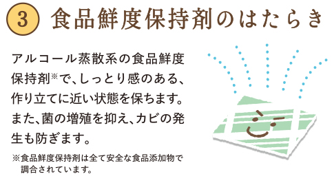 ロングライフパンの食品鮮度保持剤のはたらき